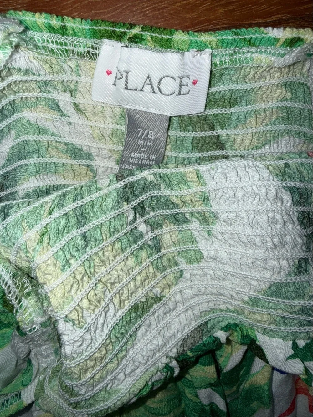 The Children's Place White Green Tropical Leaf Sundress